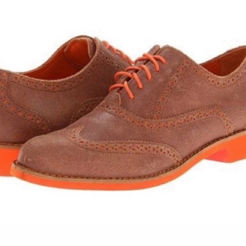 Cole Haan Alisa Sequoia Oxford Wingtip Shoes, Brown and Orange, Size 7 - Picture 2 of 6